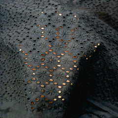 Black Hakoba Cotton Fabric with Floral Design