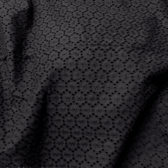 Black Hakoba Cotton Fabric with Floral Design