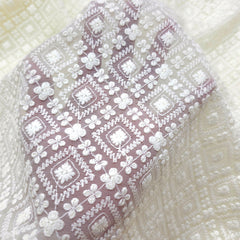 Cream Off-White Color Georgette Fabric with all over Chikankari Work
