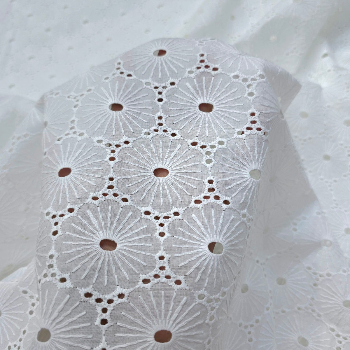White Cutwork Cotton Floral Hakoba Cotton