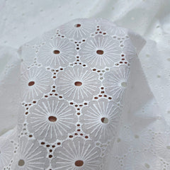 White Cutwork Cotton Floral Hakoba Cotton