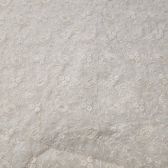 Dyeable Chanderi Fabric with Paisley & Floral Work