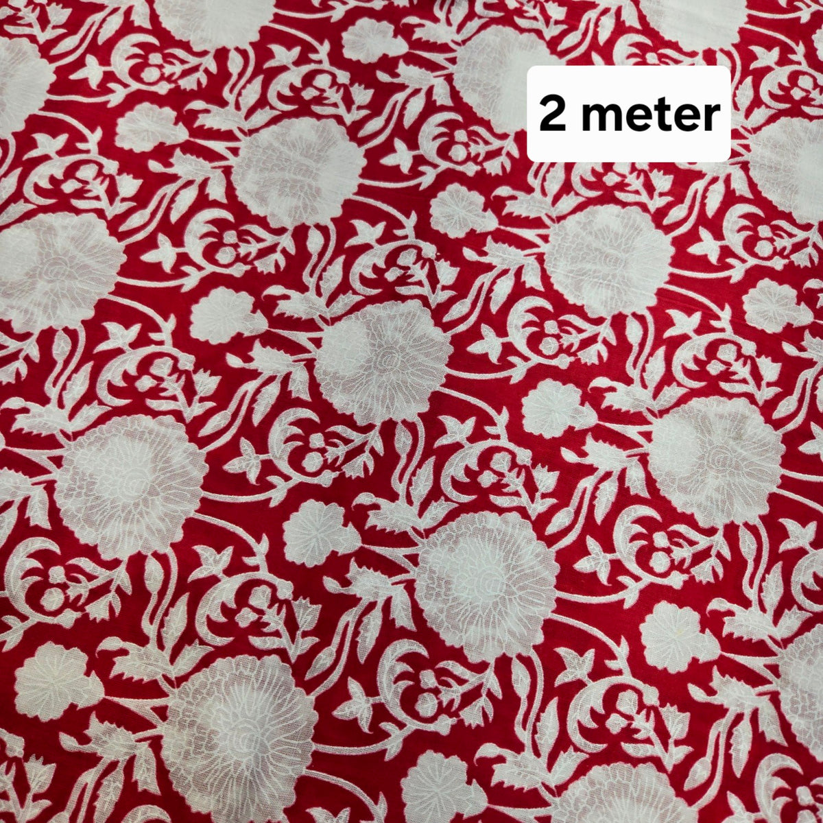 Red Printed Pure Cotton Piece 2 meter