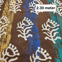 Brown base Multicolor Stripes Printed Pure Cotton Piece 2.30 meter