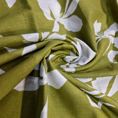 Moss Green Printed Pure Cotton Piece 2.60 meter