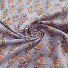 Light Grey Block Printed Cotton Piece 1.5 meter
