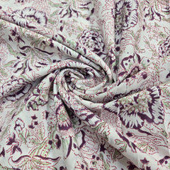 Off - White Block Printed Cotton Piece  3.25 meter