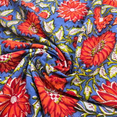 Blue Block Printed Pure Cotton Piece 1.50 meter