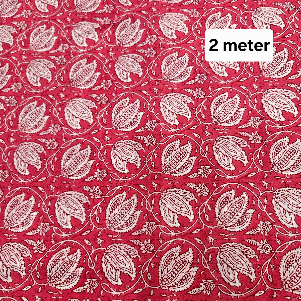 Coral Block Printed Pure Cotton Piece 2 meter