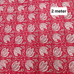 Coral Block Printed Pure Cotton Piece 2 meter