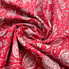 Coral Block Printed Pure Cotton Piece 2 meter