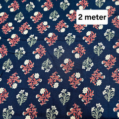Navy Blue Printed Pure Cotton Piece 2 meter