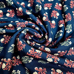Navy Blue Printed Pure Cotton Piece 2 meter