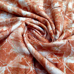 Dark Peach Printed Wrinkle Free Cotton Piece 2 meter