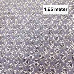 Light Grey Block Printed Pure Cotton Piece 1.65 meter