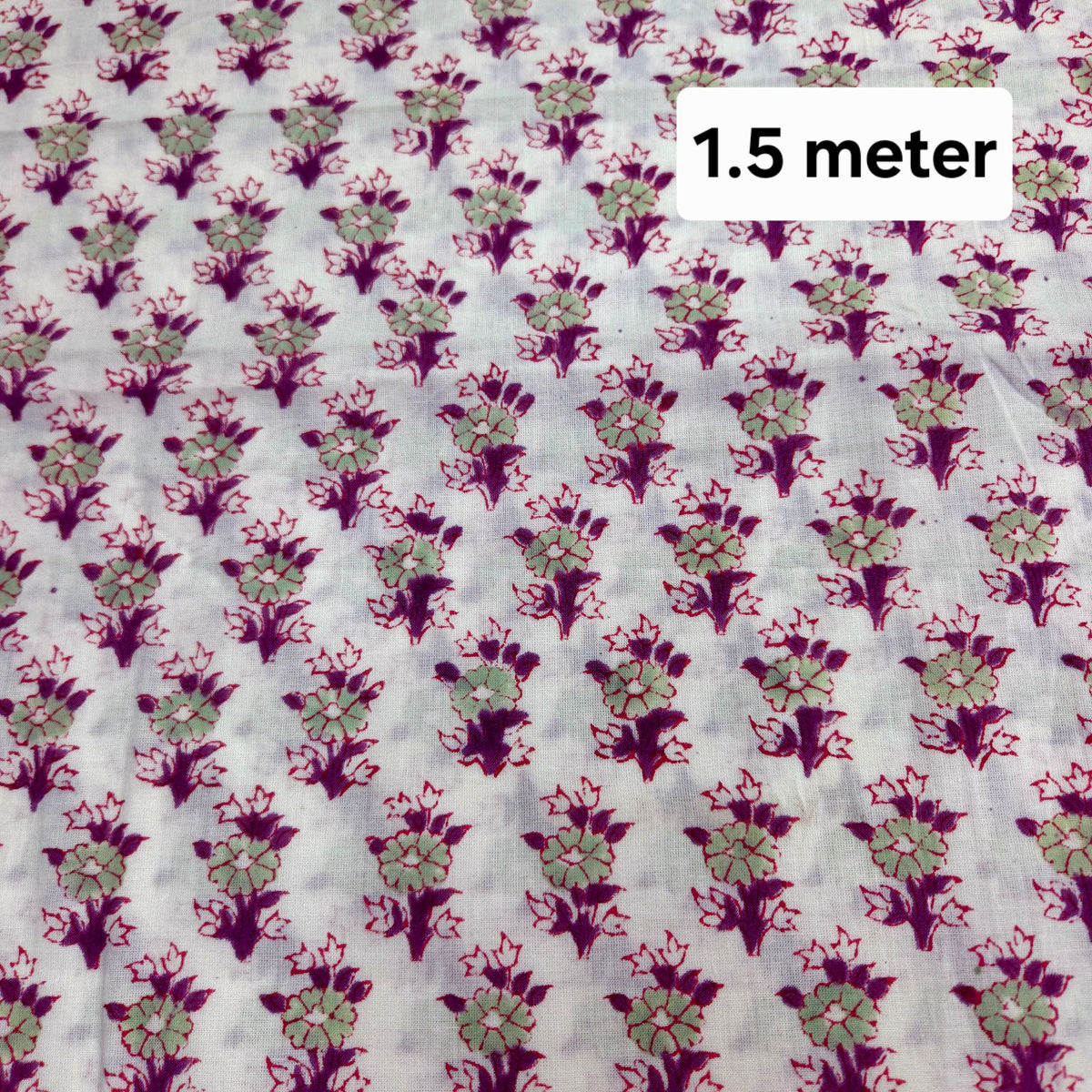 White Printed Pure Cotton Mulmul Piece 1.5 meter