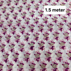 White Printed Pure Cotton Mulmul Piece 1.5 meter