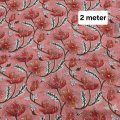 Peach Printed Pure Cotton Piece 2 meter