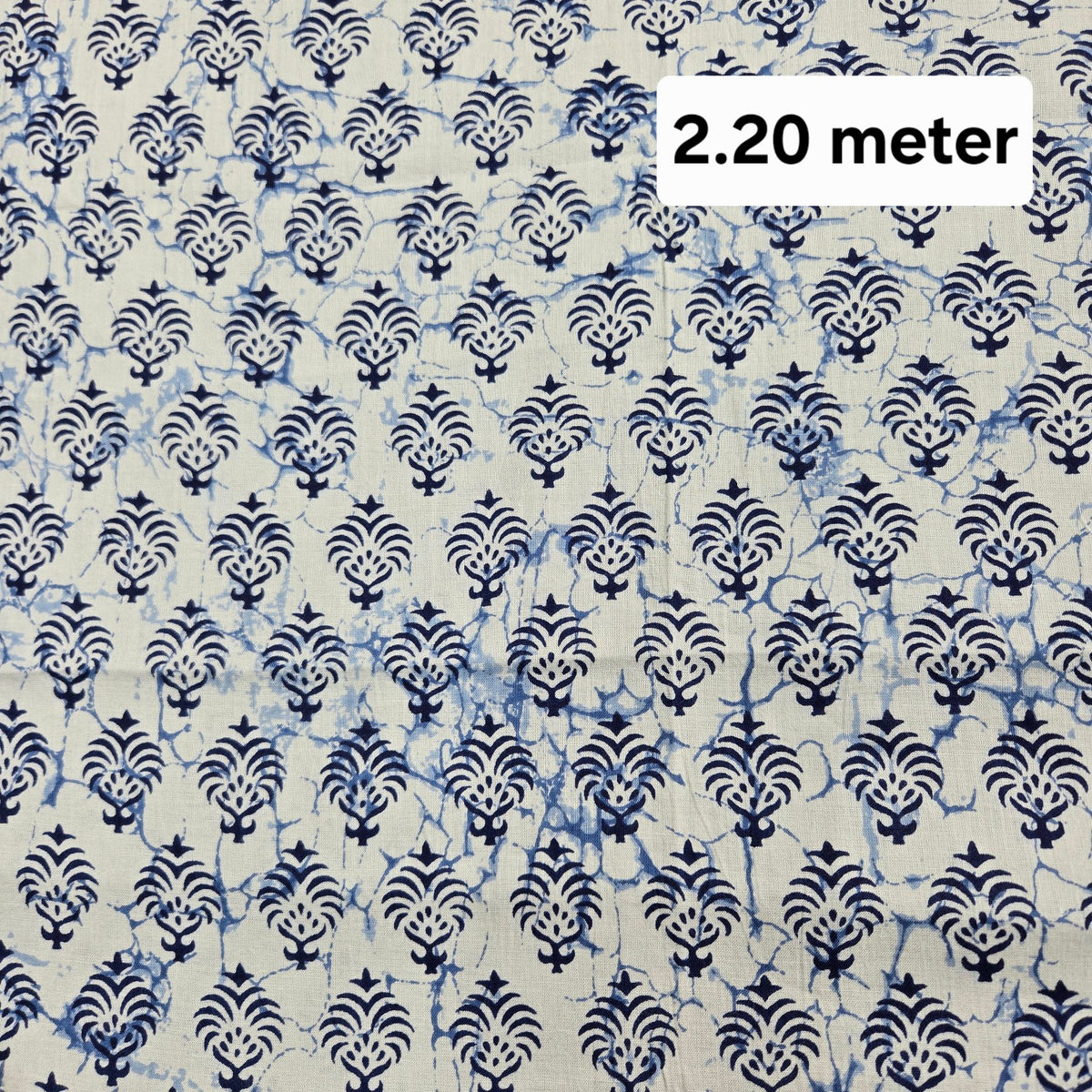 Off - White Block Printed Cotton Piece 2.20 meter