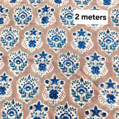 Light Brown Block Printed Pure Cotton Piece 2 meter