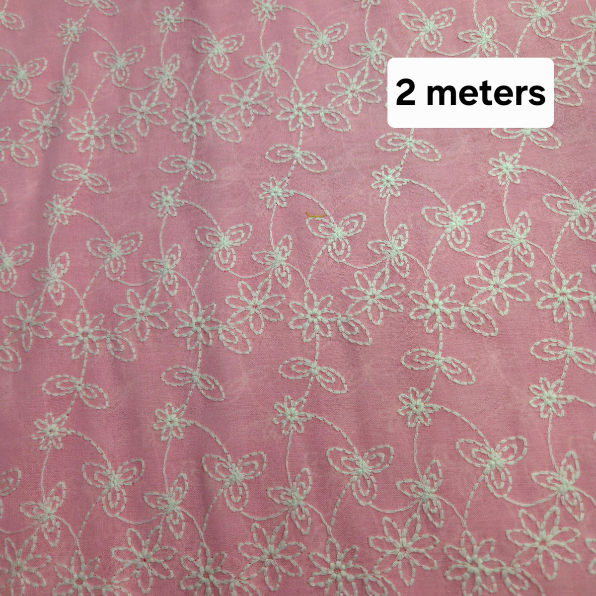 Baby Pink Embroidered Mulmul Cotton Piece 2 meter