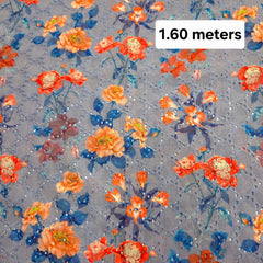 Charcoal Grey Printed Pure Cotton Hakoba Piece 1.60 meter