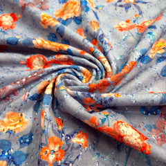 Charcoal Grey Printed Pure Cotton Hakoba Piece 1.60 meter