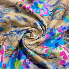 Abstract Print on Beige Cotton Piece 2 meter