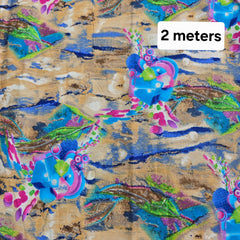Abstract Print on Beige Cotton Piece 2 meter