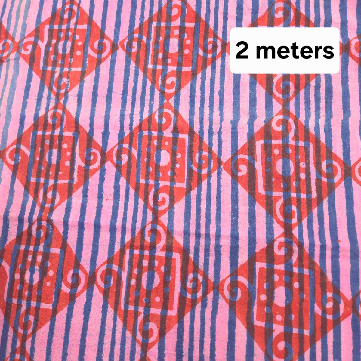 Lilac base Red Printed Pure Cotton Piece 2 meter