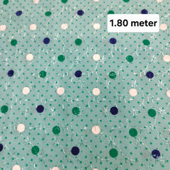 Light Sea Green Printed Pure Cotton with Reshamwork Piece 1.80 meter