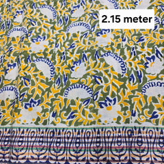 Blue & Yellow Printed Pure Cotton with Border Piece 2.15 meter