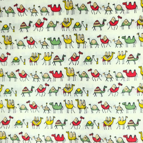 Ushtra Digitally Printed Cotton Fabric with Camel Motifs