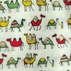 Ushtra Digitally Printed Cotton Fabric with Camel Motifs