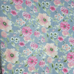 Nazneen Digital Floral Print on Light Powder Blue Cotton Fabric