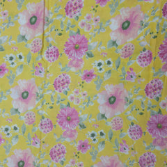 Nazneen Digital Floral Print on Lemon Yellow Cotton Fabric