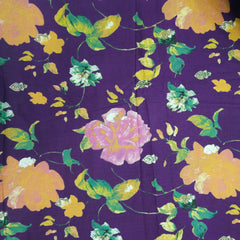 Nazneen Digital Floral Print on Dark Purple Cotton Fabric