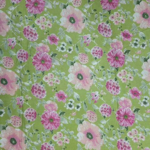 Nazneen Digital Floral Print on Light Green Cotton Fabric