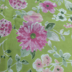 Nazneen Digital Floral Print on Light Green Cotton Fabric