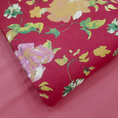 Nazneen Digital Floral Print on Red Cotton Fabric