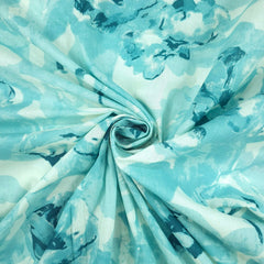 Bahaar Sky Blue Digital Floral Print Cotton Fabric