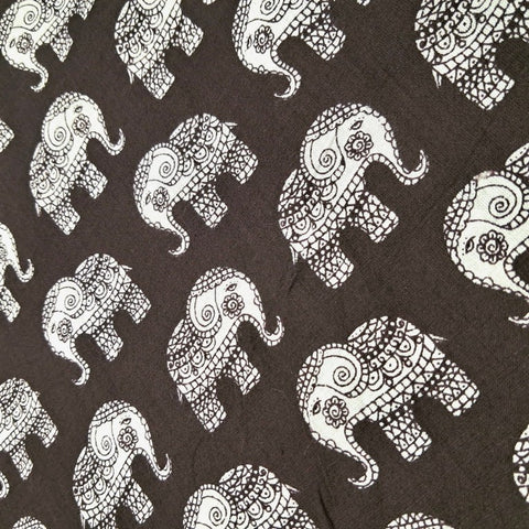 Gajraj Digitally Printed Umber Cotton Fabric with Elephant Motifs