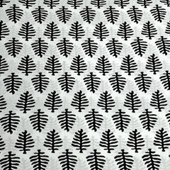 Warli - Digitally Printed Cotton Fabric with Fern motif on White Base