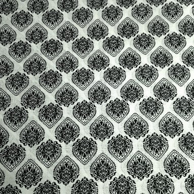 Warli - Digitally Printed Cotton Fabric with Floral motif on White Base