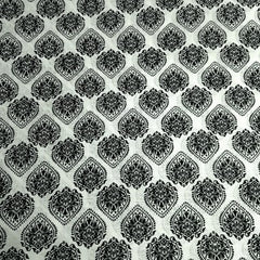 Warli - Digitally Printed Cotton Fabric with Floral motif on White Base