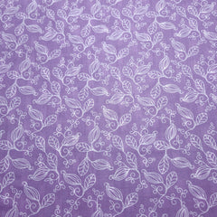 Digitally Printed White Floral Veils Mal Cotton Fabric on Lilac Base