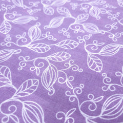Digitally Printed White Floral Veils Mal Cotton Fabric on Lilac Base