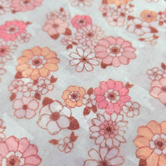Digitally Printed Multicolor Floral Mal Cotton Fabric on white Base