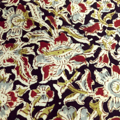 Chitralipi Kalamkari on Black Cotton Base with Floral Pattern Base