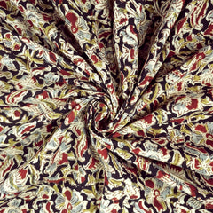 Chitralipi Kalamkari on Black Cotton Base with Floral Pattern Base